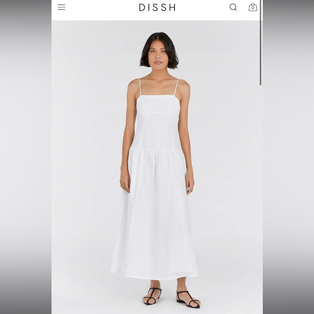 Dissh Kay White Linen Midi Dress size US 6/AUS 10